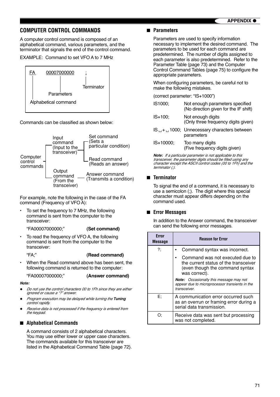 Computer control commands | Kenwood TS-570S User Manual | Page 77 / 89