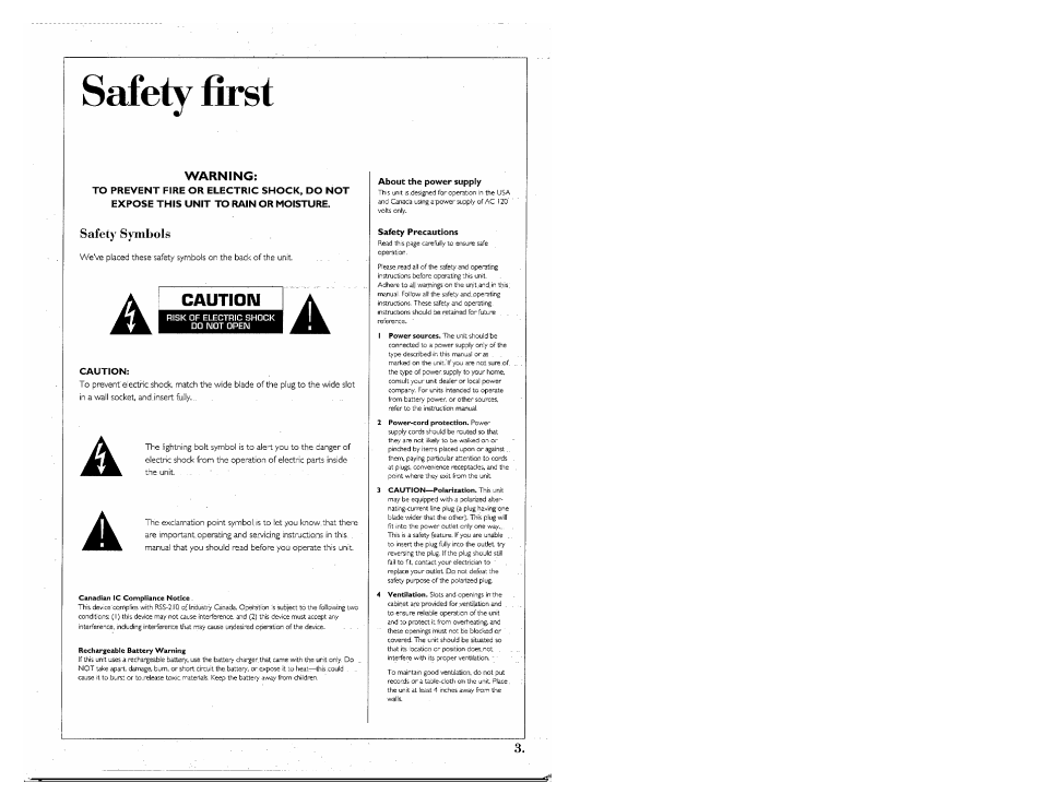 Safety first, Caution | Kenwood SPECTRUM 755 AV User Manual | Page 3 / 28