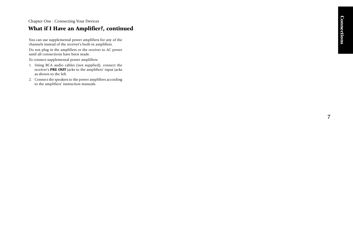 What if i have an amplifier?, continued | Kenwood KRF-V9993D User Manual | Page 13 / 62