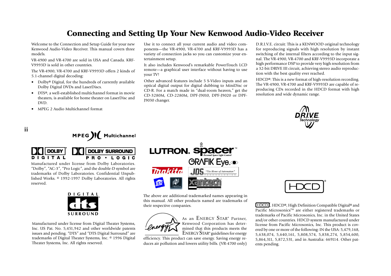 Kenwood KRF-V9993D User Manual | Page 2 / 62
