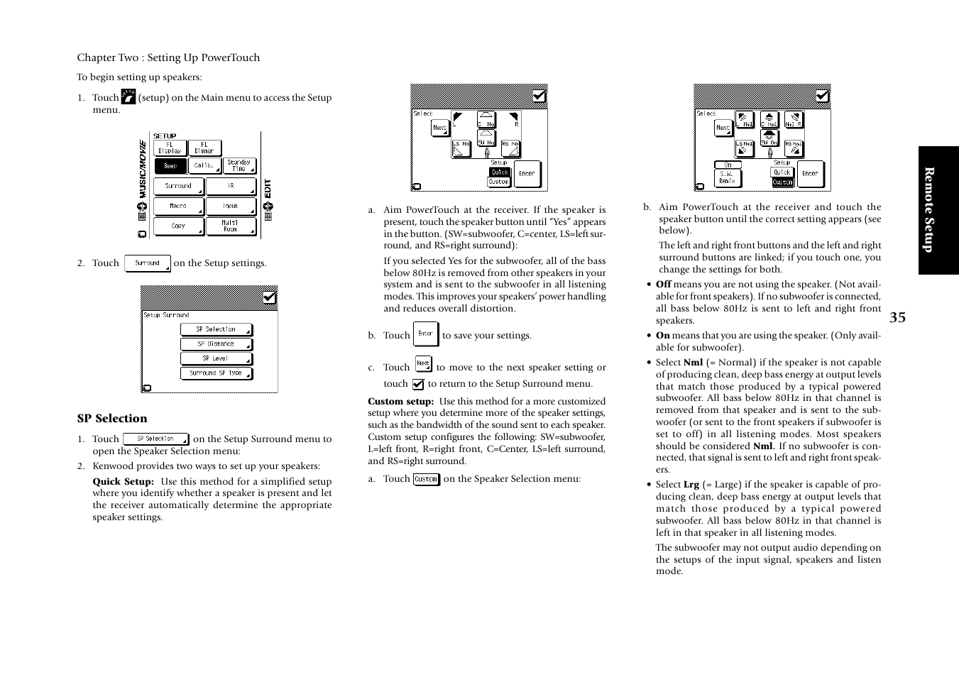 Sp selection, Remote setup | Kenwood KRF-V9993D User Manual | Page 41 / 62