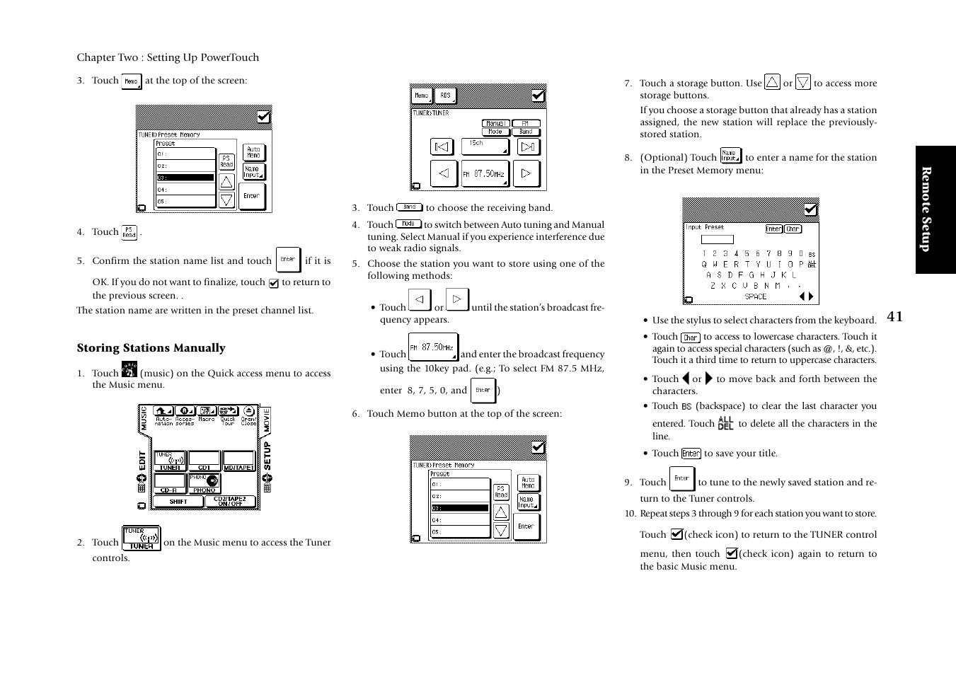 Storing stations manually, Remote setup | Kenwood KRF-V9993D User Manual | Page 47 / 62