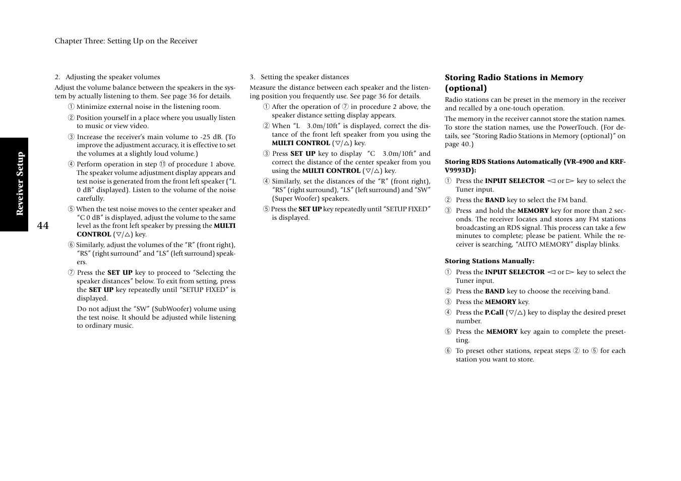 Re v eiv er setup | Kenwood KRF-V9993D User Manual | Page 50 / 62