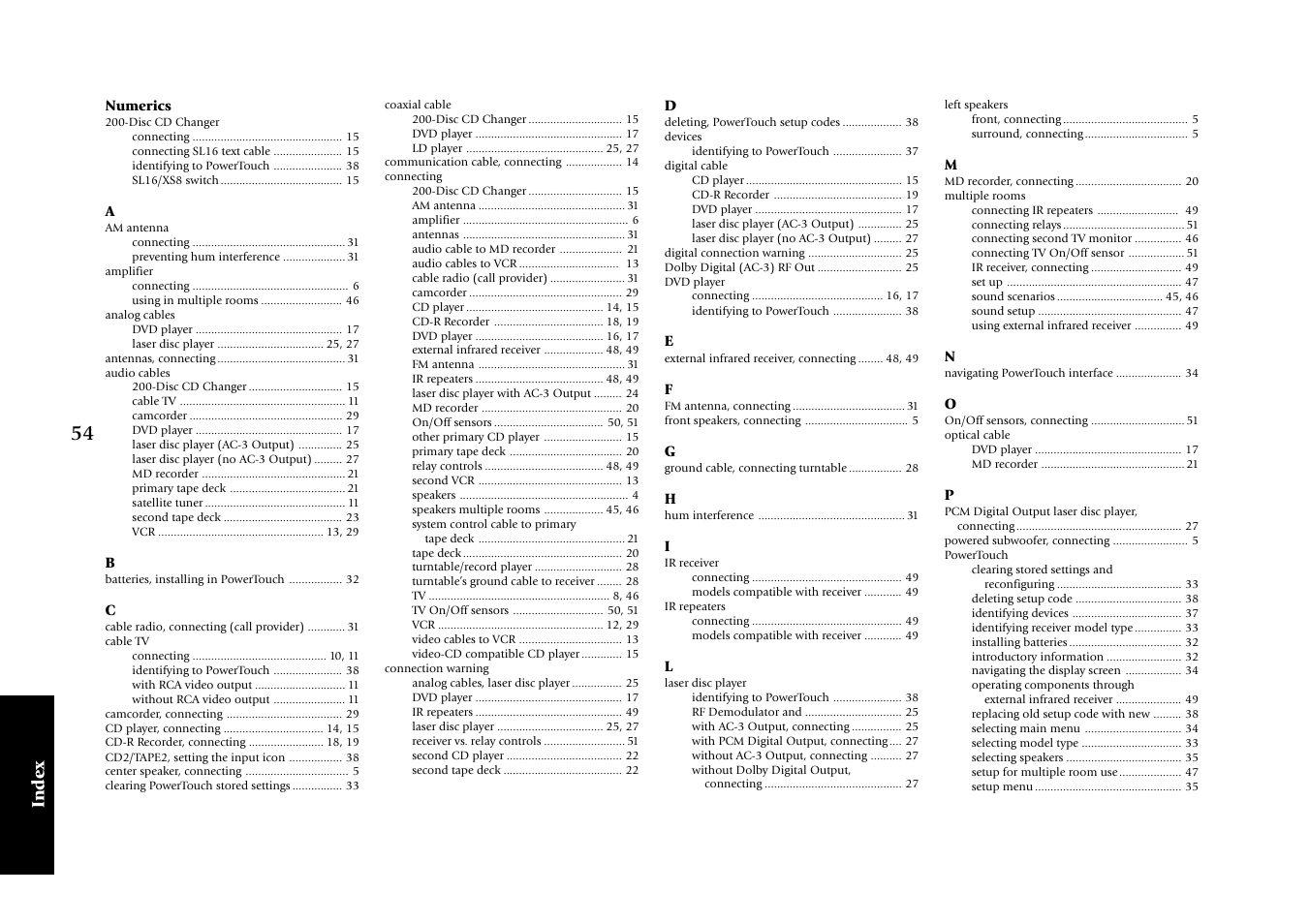 Numerics, Index | Kenwood KRF-V9993D User Manual | Page 60 / 62