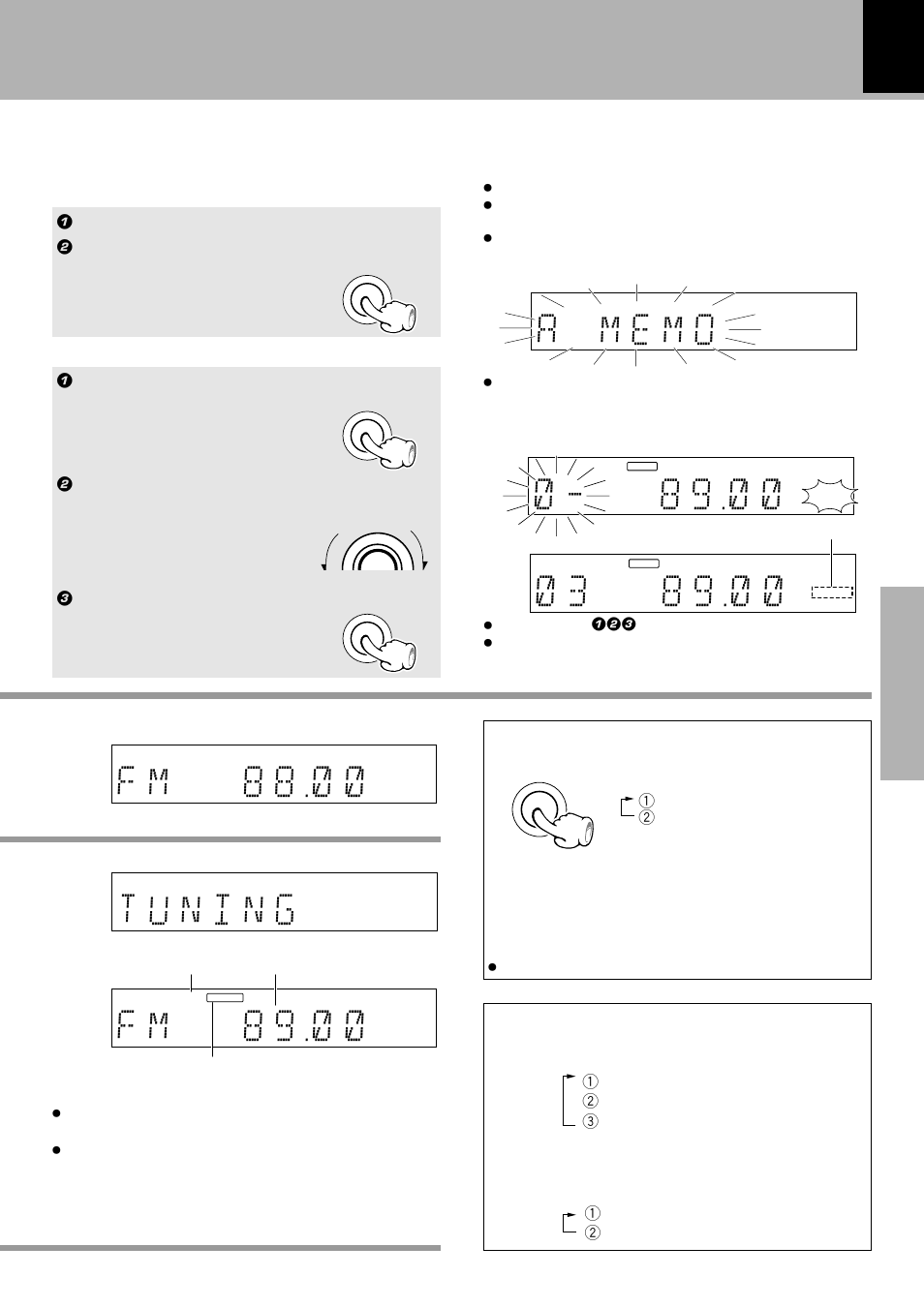 Collective presetting of stations (auto preset), One-by-one presetting (manual preset), F m 8 8 ) ) | F m 8 9 ) ) | Kenwood X-SE9 User Manual | Page 27 / 56