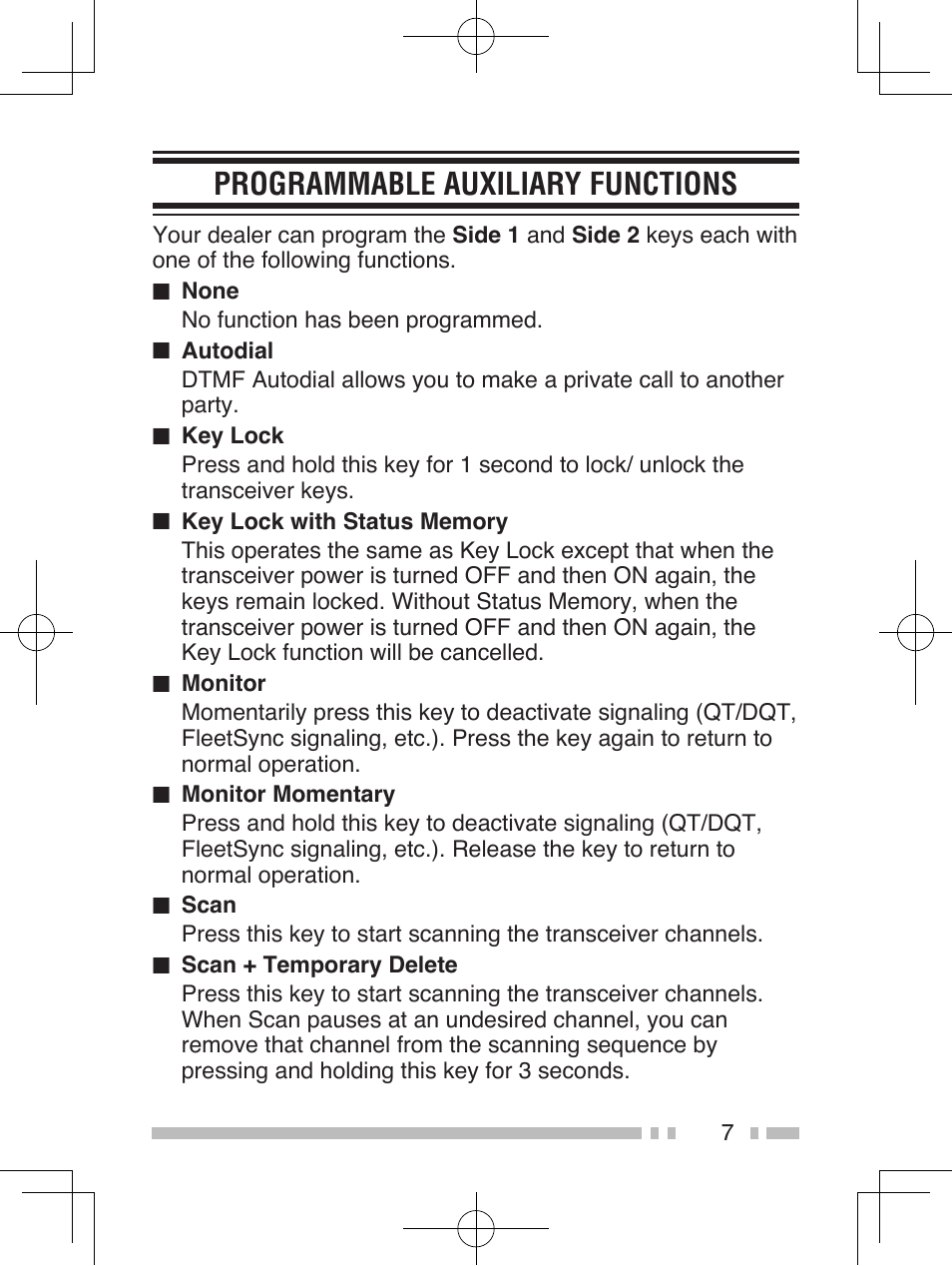 Programmable auxiliary functions | Kenwood TK-3302 User Manual | Page 16 / 21