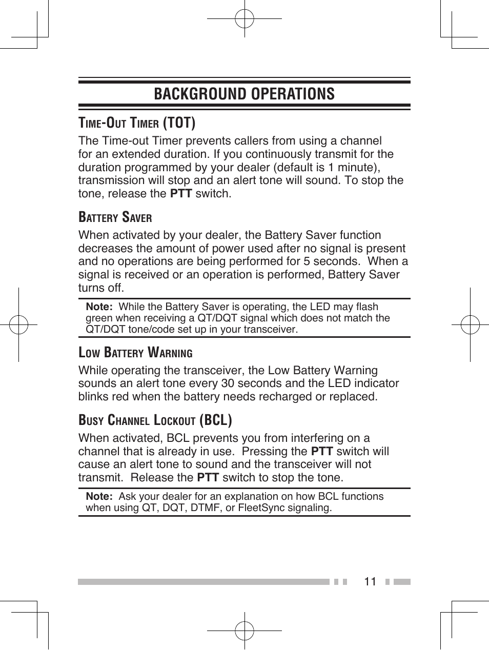 Background operations, Tot), Bcl) | Kenwood TK-3302 User Manual | Page 20 / 21