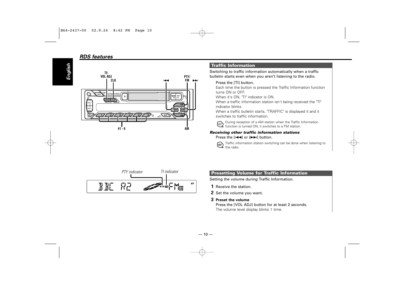 Rds features | Kenwood KRC-17A  EN User Manual | Page 10 / 28