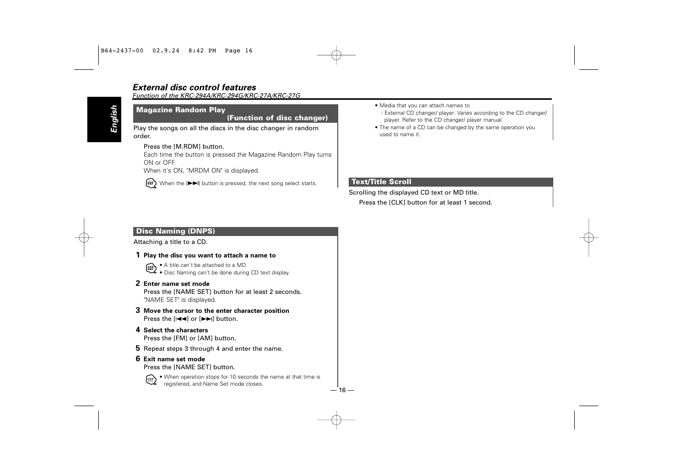 Kenwood KRC-17A  EN User Manual | Page 16 / 28