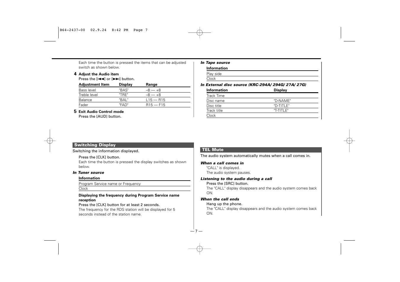 Kenwood KRC-17A  EN User Manual | Page 7 / 28