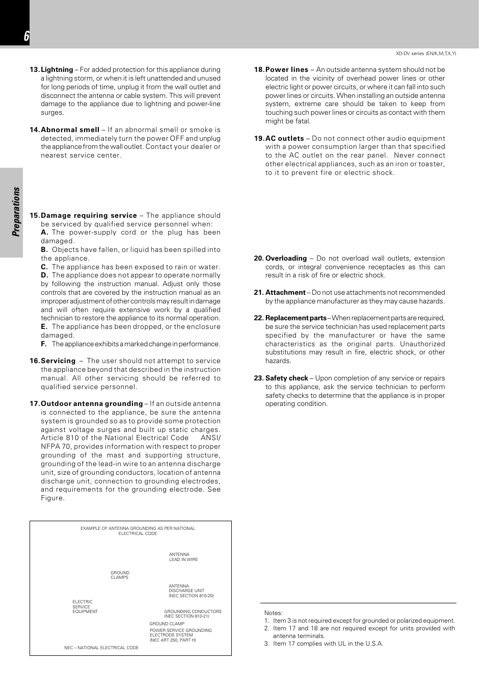 Preparations | Kenwood XD-DV90 User Manual | Page 6 / 72