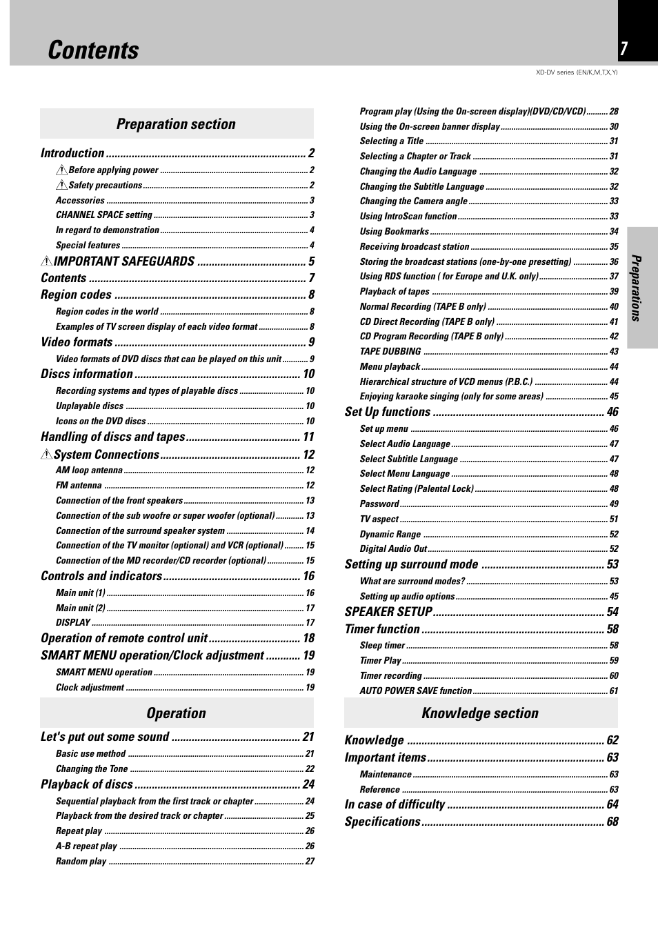 Kenwood XD-DV90 User Manual | Page 7 / 72