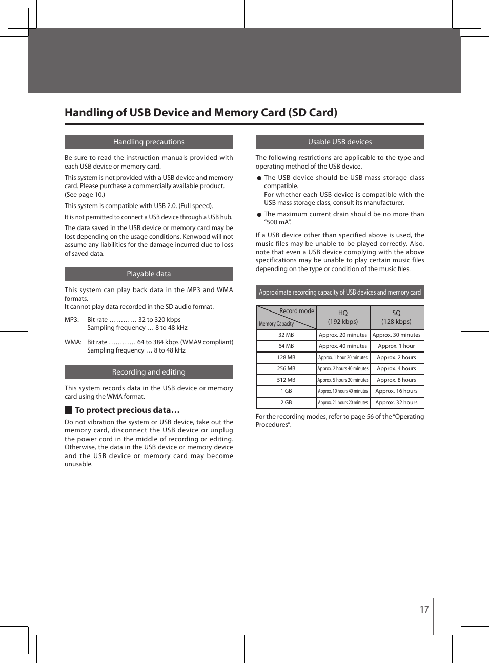 Kenwood K-501USB User Manual | Page 17 / 28