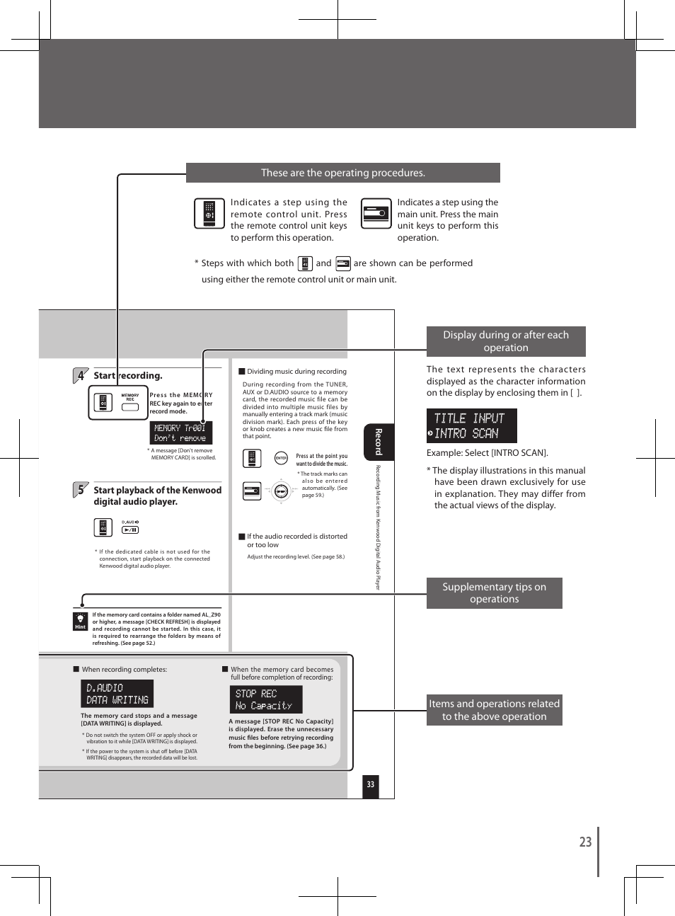 Recording music from kenwood digital audio player | Kenwood K-501USB User Manual | Page 23 / 28