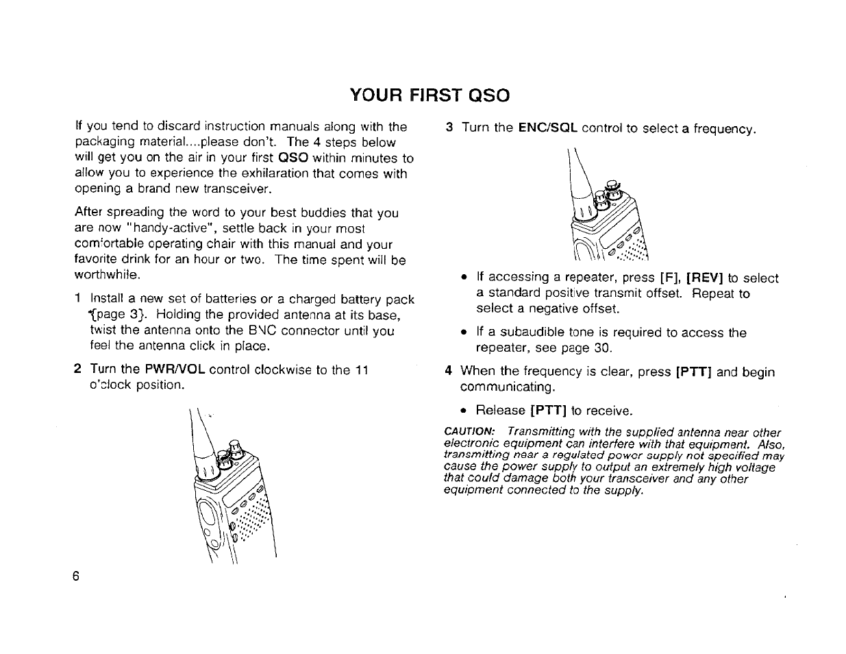 Your first qso | Kenwood TH-42A User Manual | Page 12 / 78