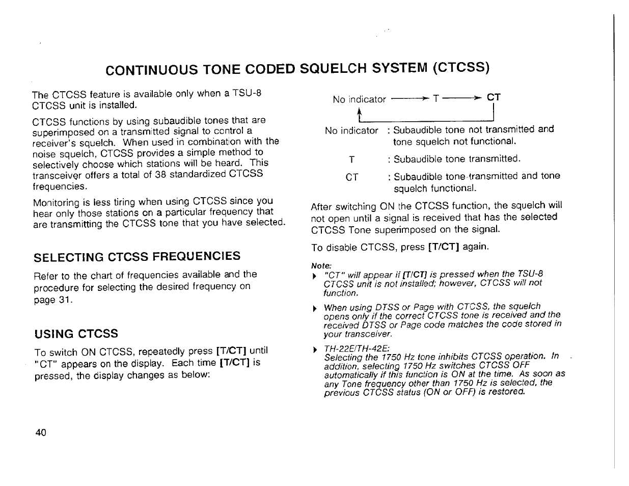 Continuous tone coded squelch system (ctcss) | Kenwood TH-42A User Manual | Page 46 / 78