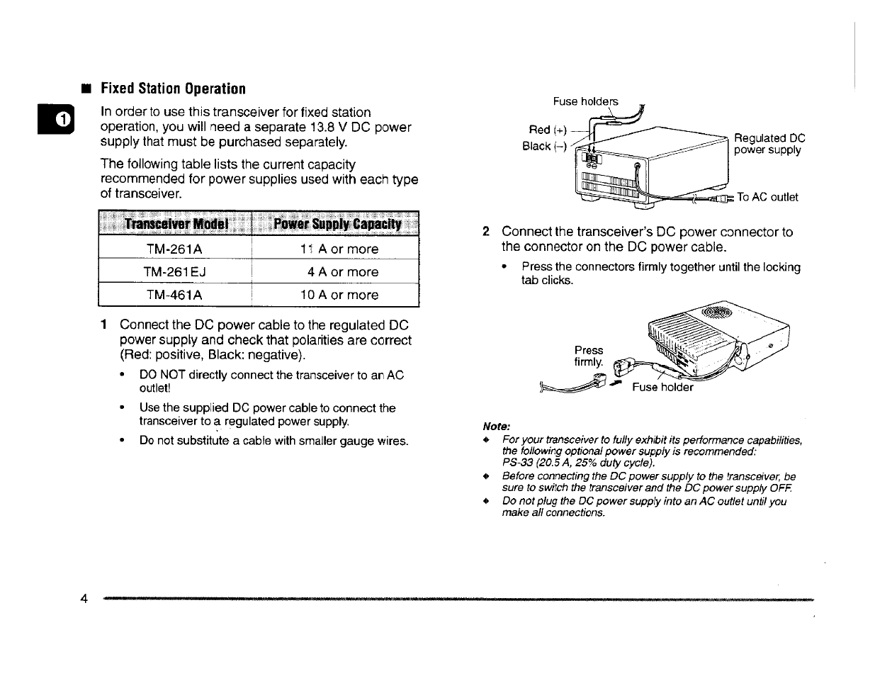 Fixed station operation | Kenwood TM-261A User Manual | Page 10 / 64
