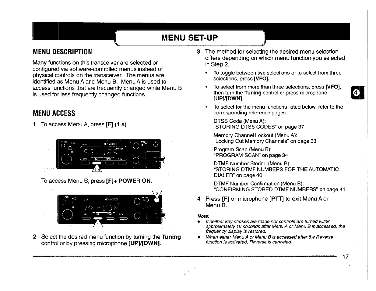 Menu access | Kenwood TM-261A User Manual | Page 23 / 64