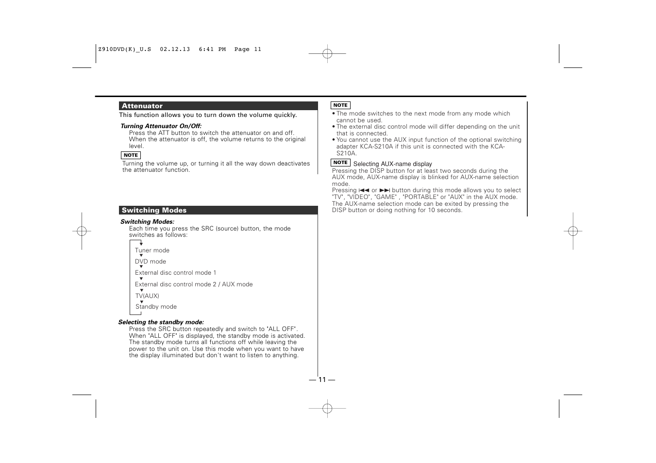 Kenwood Z910DVD[R] User Manual | Page 11 / 71