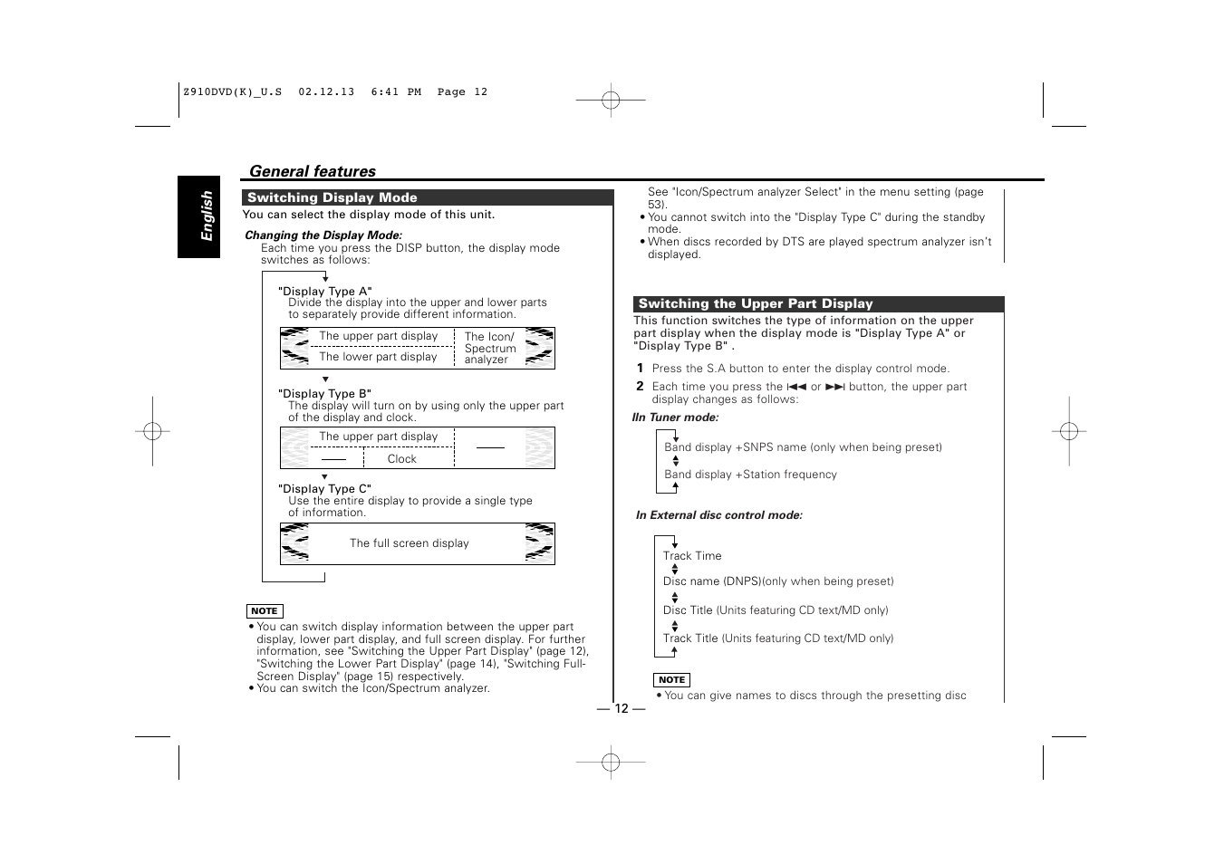 Kenwood Z910DVD[R] User Manual | Page 12 / 71