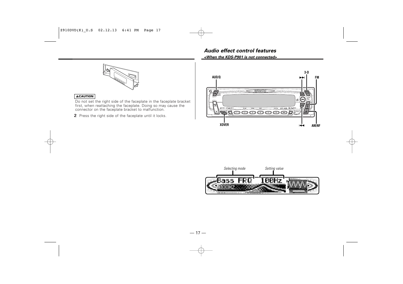 Audio effect control features | Kenwood Z910DVD[R] User Manual | Page 17 / 71