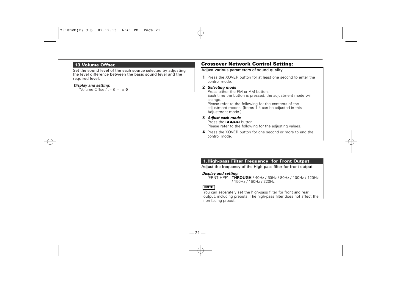 Kenwood Z910DVD[R] User Manual | Page 21 / 71