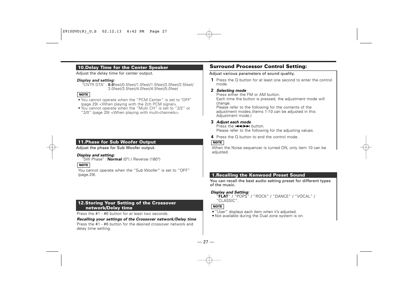 Kenwood Z910DVD[R] User Manual | Page 27 / 71