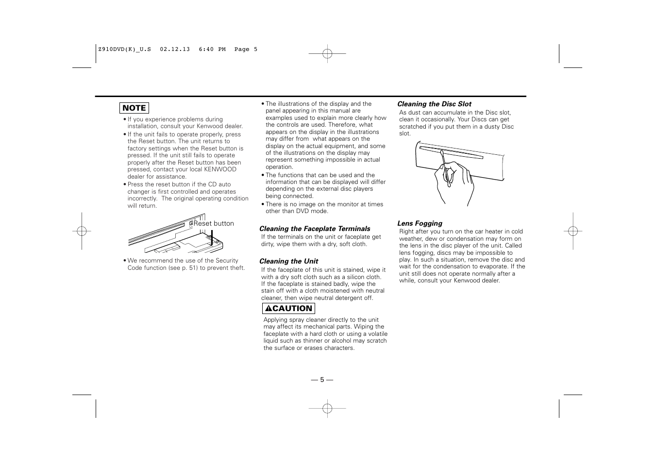 Kenwood Z910DVD[R] User Manual | Page 5 / 71