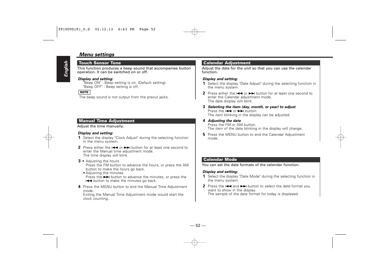 Kenwood Z910DVD[R] User Manual | Page 52 / 71