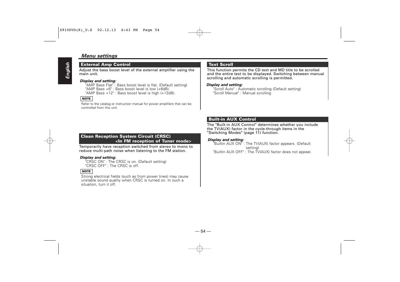 Kenwood Z910DVD[R] User Manual | Page 54 / 71