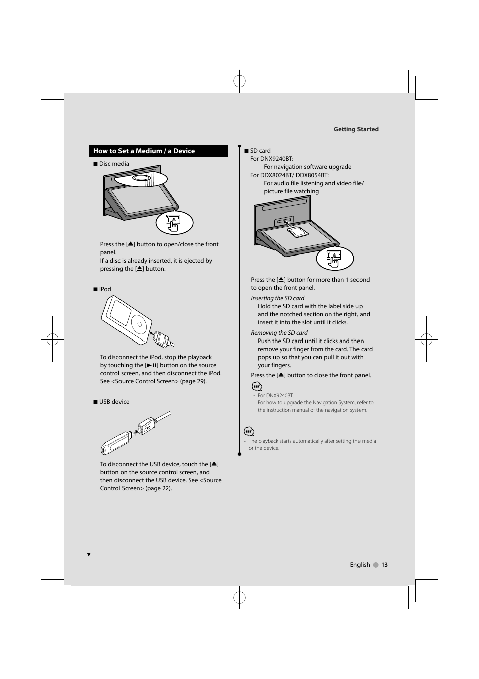 Kenwood DDX8024BT User Manual | Page 13 / 100