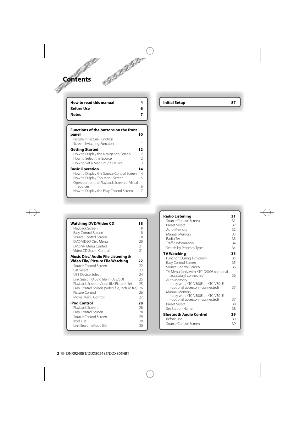 Kenwood DDX8024BT User Manual | Page 2 / 100