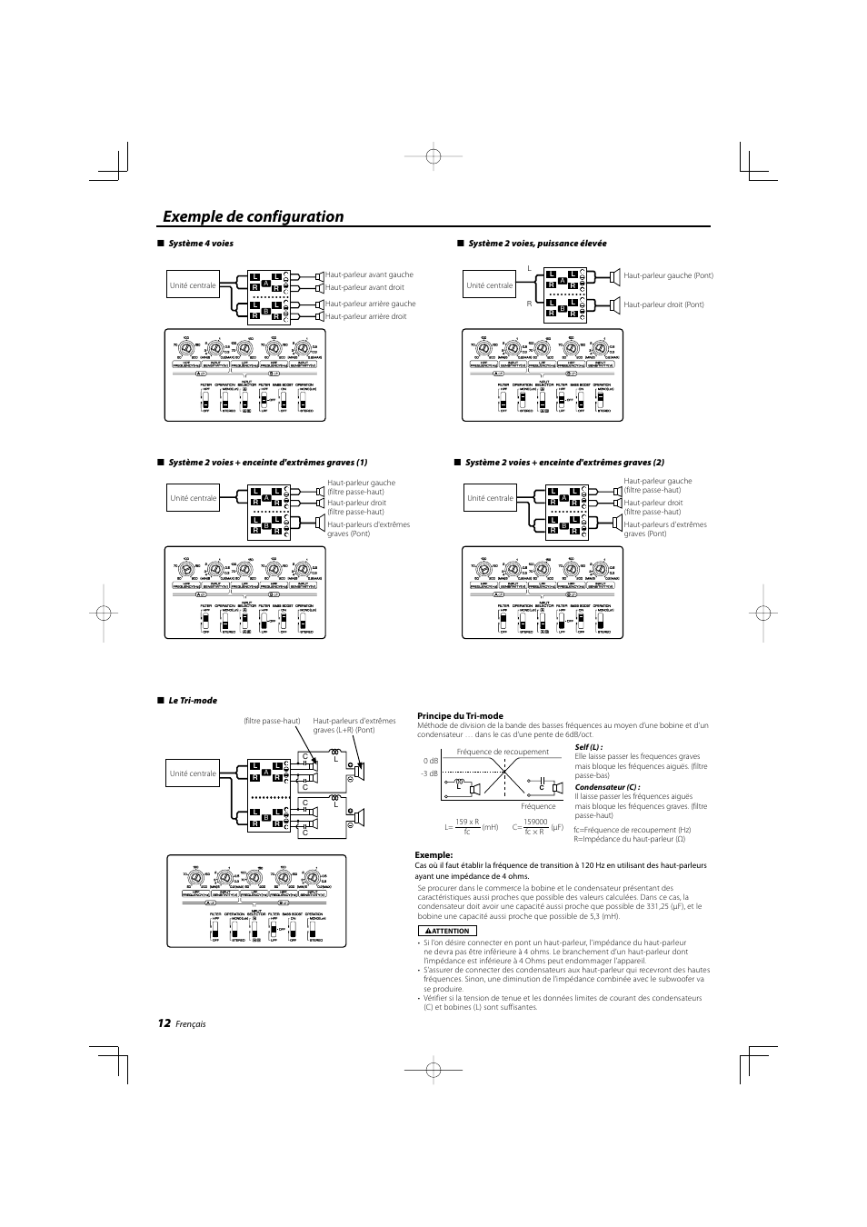 Exemple de configuration | Kenwood KAC-8452 User Manual | Page 12 / 20