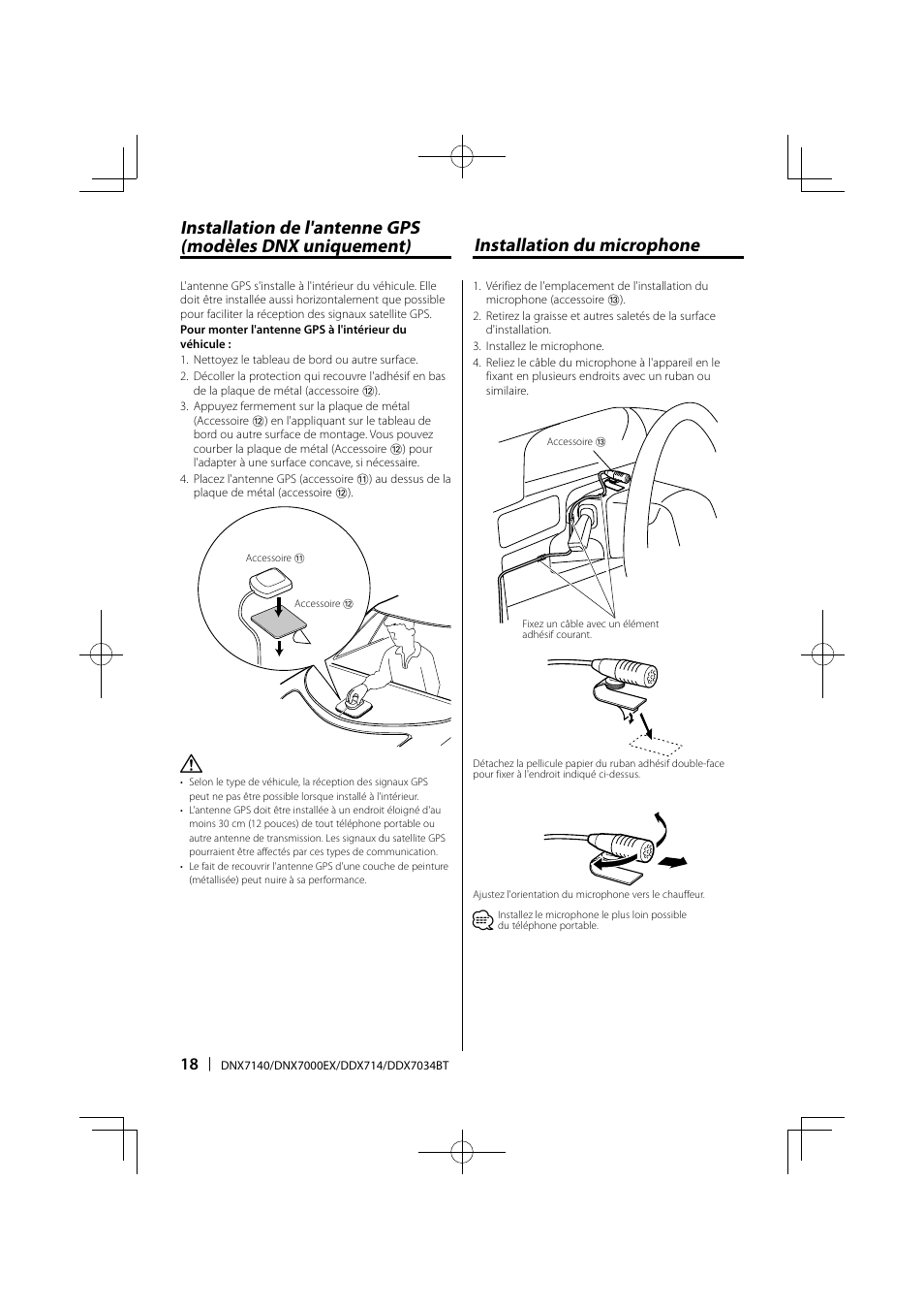 Installation du microphone | Kenwood DNX7000EX User Manual | Page 18 / 32