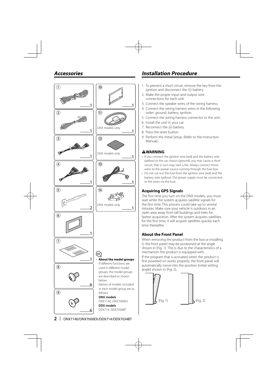 Installation procedure, Accessories | Kenwood DNX7000EX User Manual | Page 2 / 32