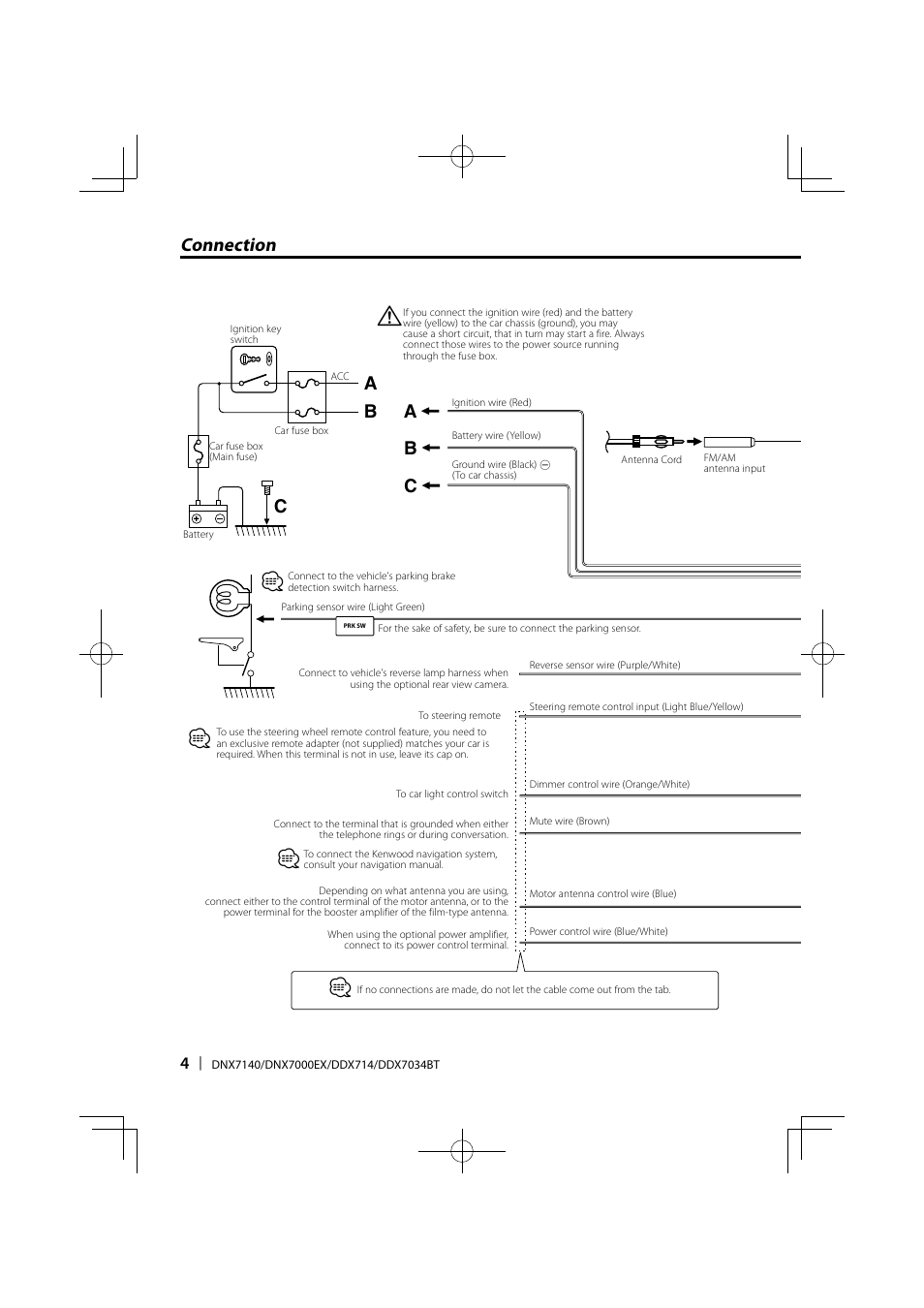 Bc a a connection | Kenwood DNX7000EX User Manual | Page 4 / 32