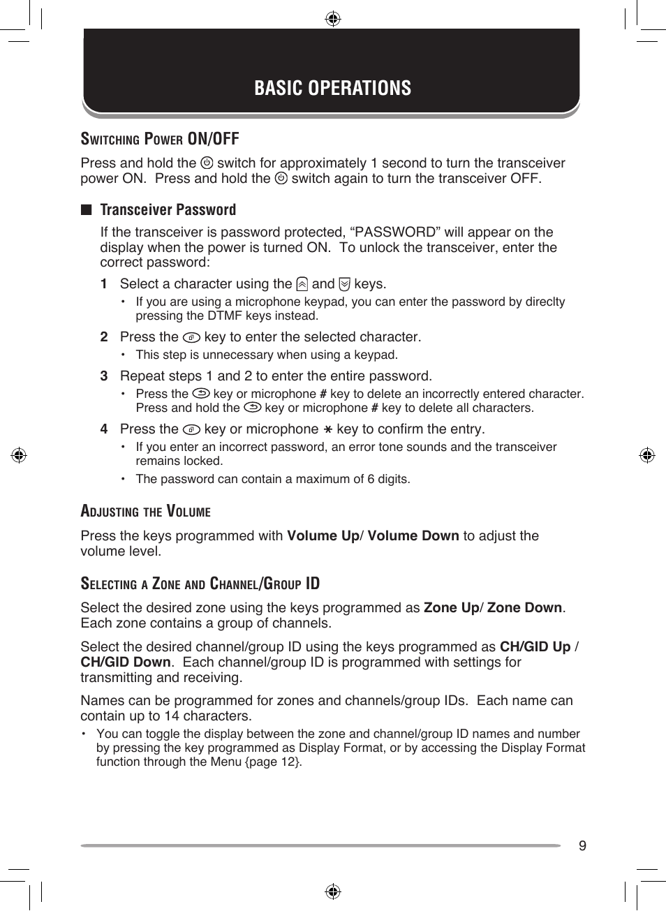Basic operations, On/off | Kenwood NEXEDGE NX-700H User Manual | Page 15 / 37