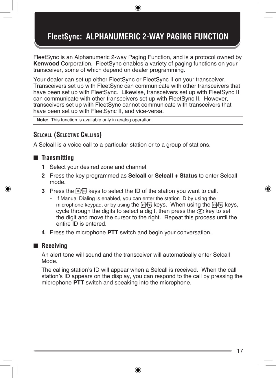 Fleetsync: alphanumeric 2-way paging function | Kenwood NEXEDGE NX-700H User Manual | Page 23 / 37