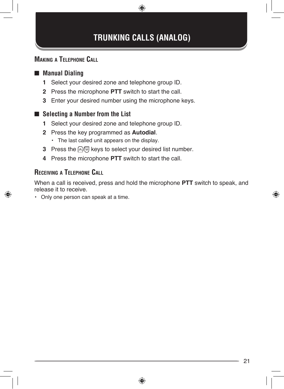 Trunking calls (analog) | Kenwood NEXEDGE NX-700H User Manual | Page 27 / 37