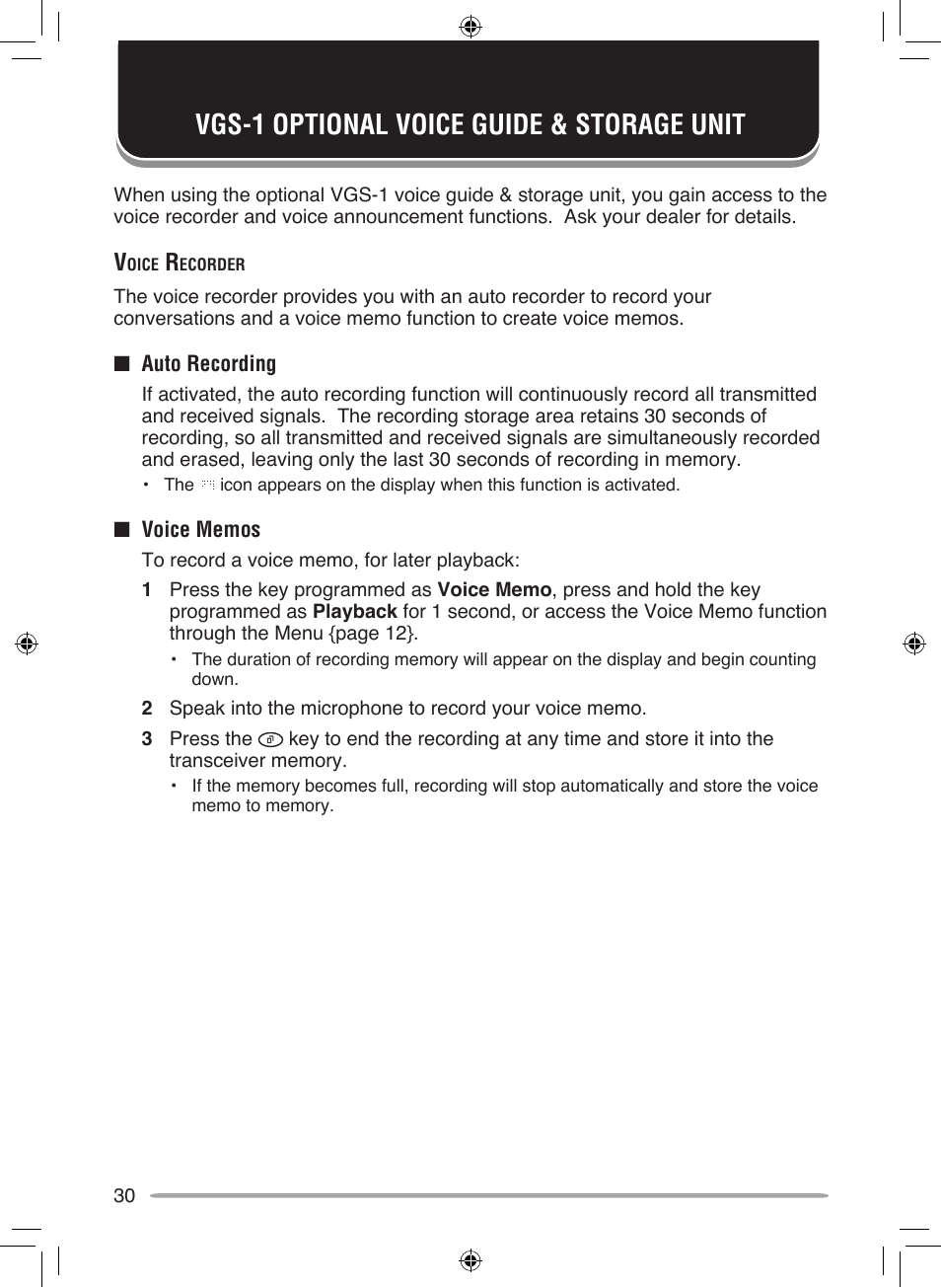 Vgs-1 optional voice guide & storage unit | Kenwood NEXEDGE NX-700H User Manual | Page 36 / 37
