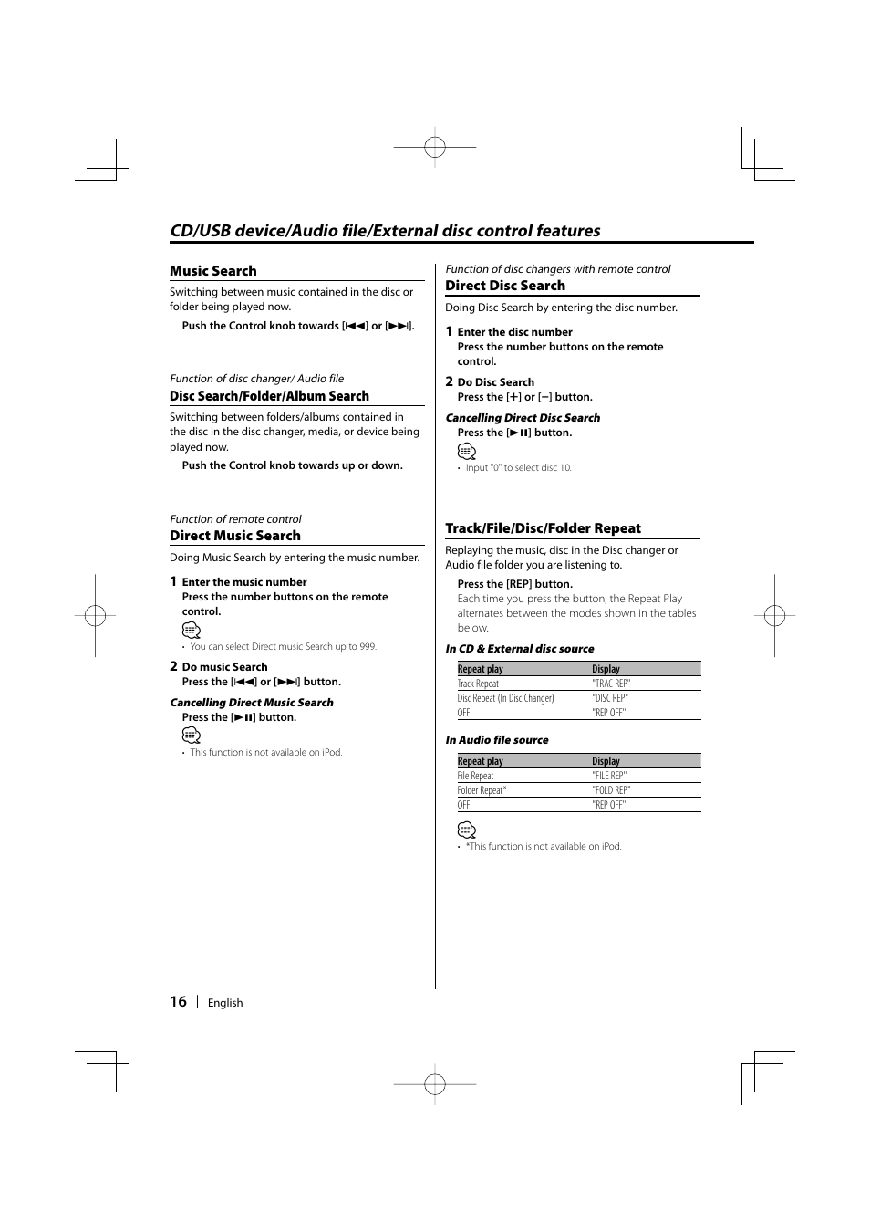 Kenwood KDC-MP435U User Manual | Page 16 / 108