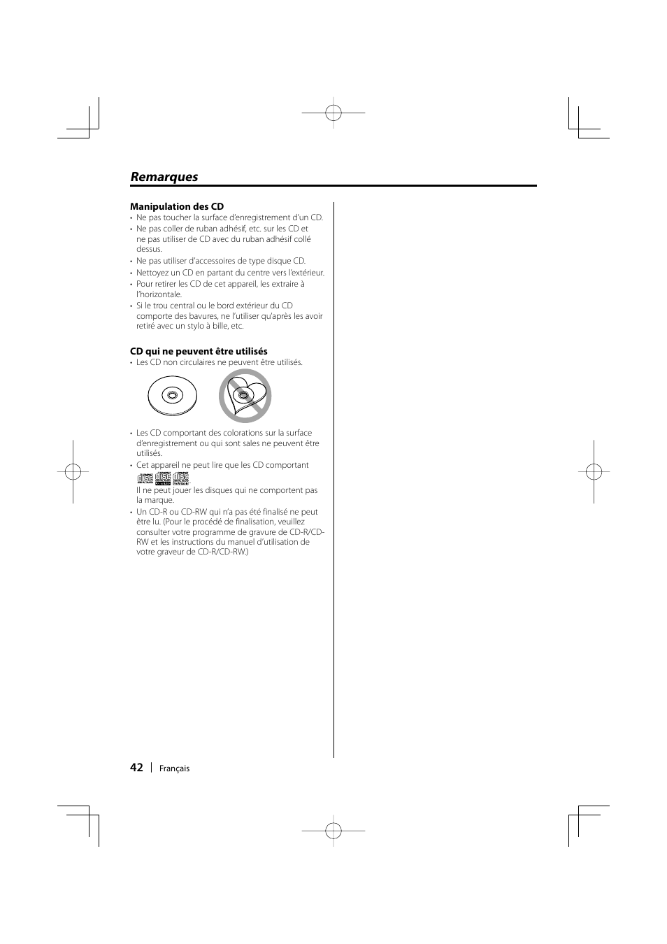 Remarques | Kenwood KDC-MP435U User Manual | Page 42 / 108