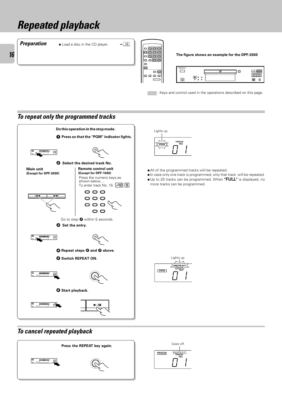 Repeated playback, Preparation | Kenwood DPF-2030 User Manual | Page 16 / 24