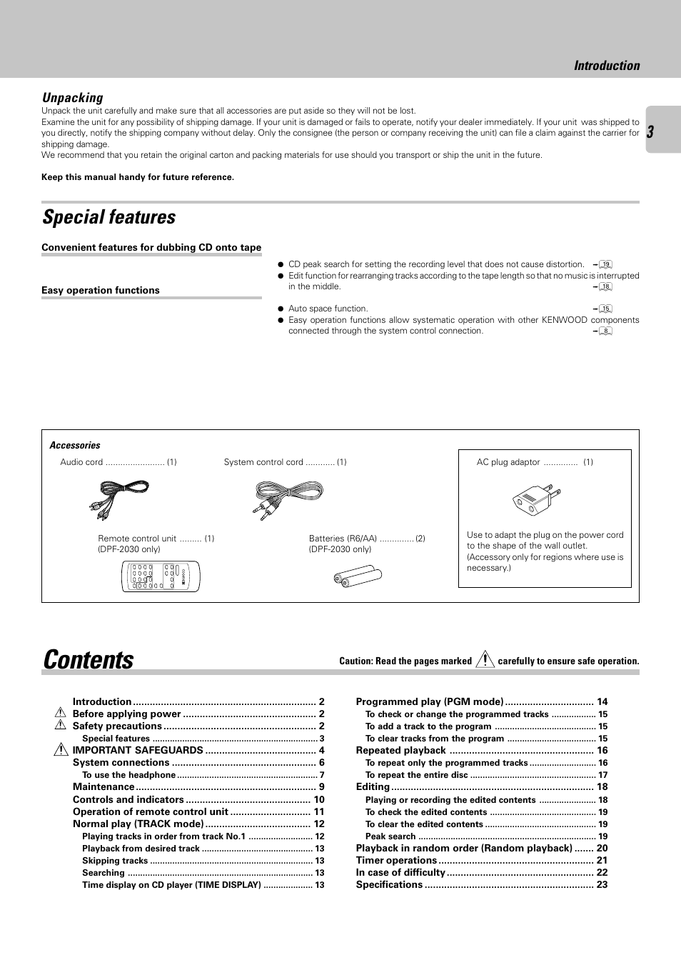 Kenwood DPF-2030 User Manual | Page 3 / 24
