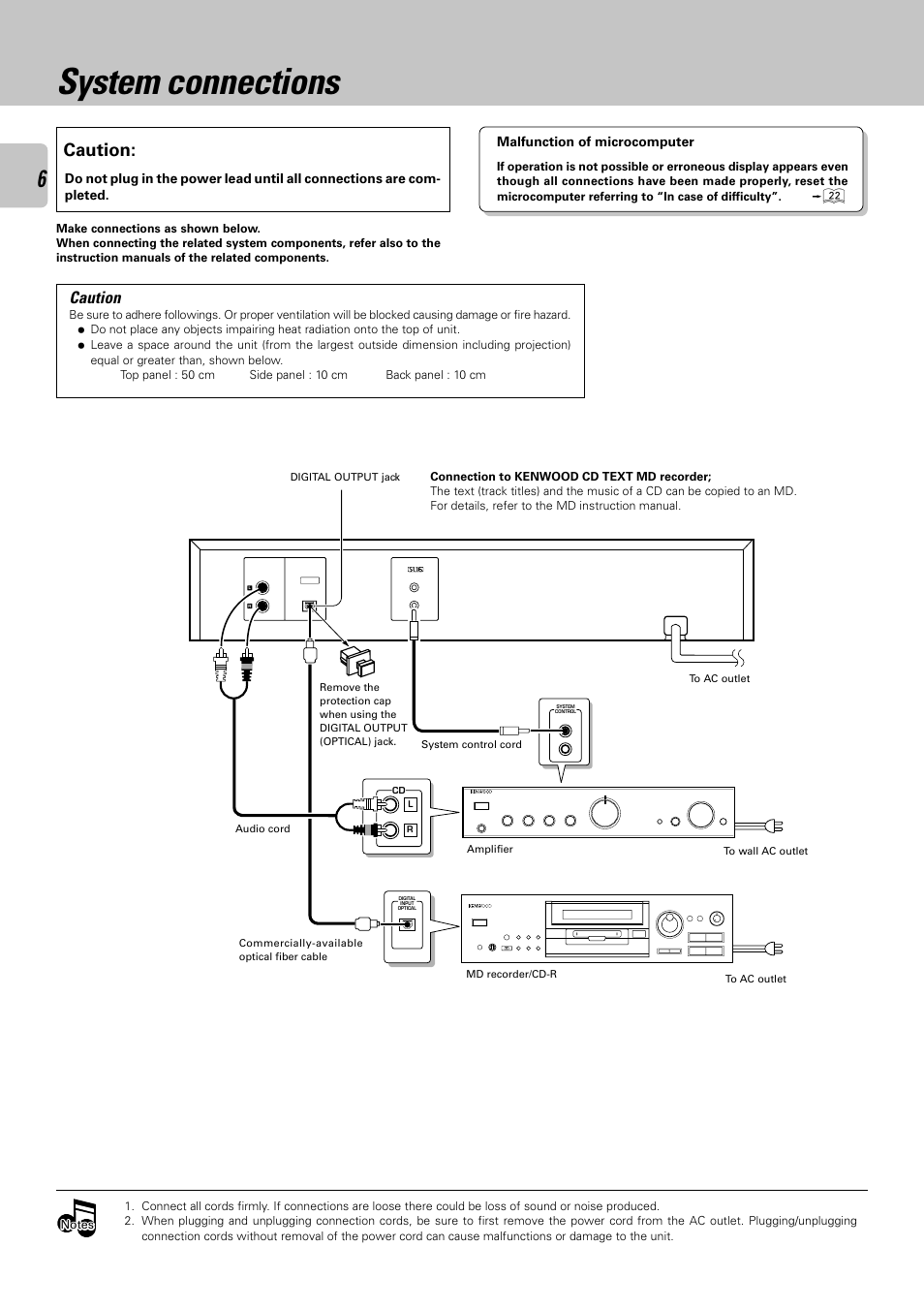 System connections, Caution | Kenwood DPF-2030 User Manual | Page 6 / 24