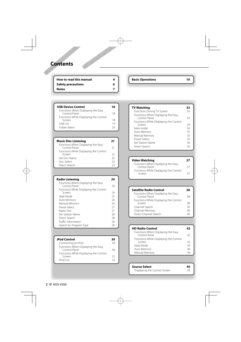 Kenwood ADVANCED INTEGRATION A/V CONTROLLER KOS-V500 User Manual | Page 2 / 92