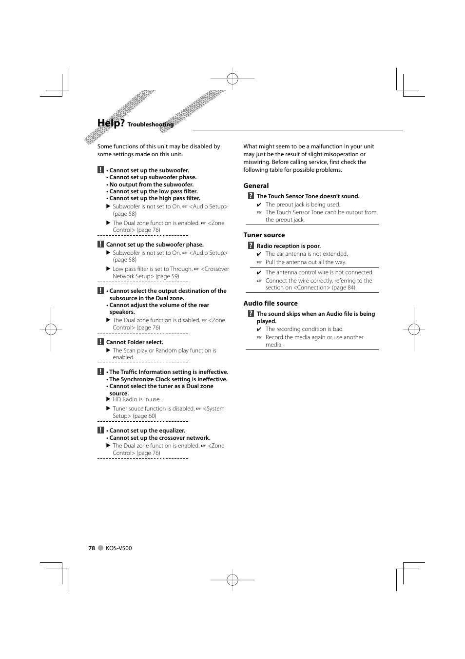 Help | Kenwood ADVANCED INTEGRATION A/V CONTROLLER KOS-V500 User Manual | Page 78 / 92