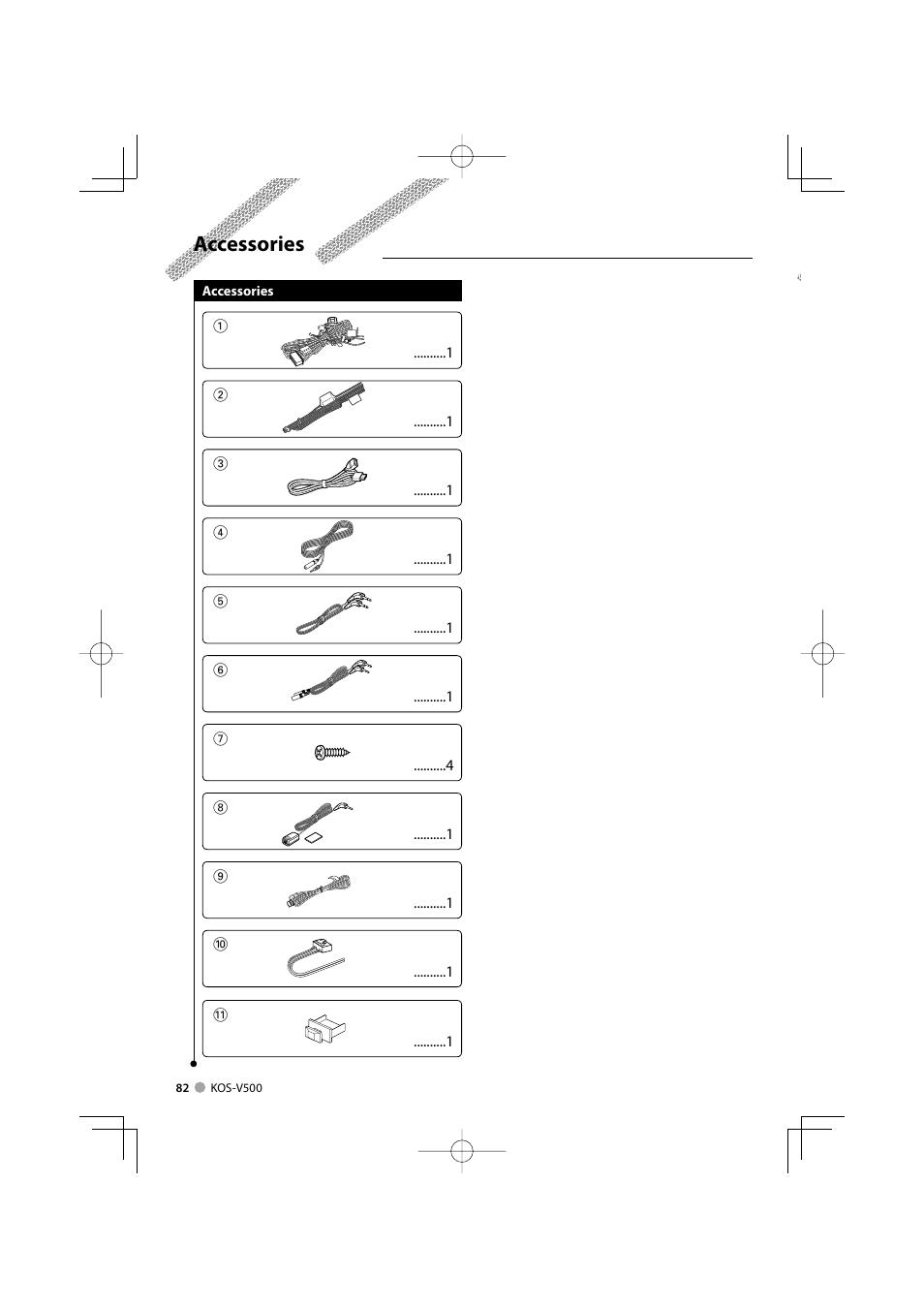 Accessories | Kenwood ADVANCED INTEGRATION A/V CONTROLLER KOS-V500 User Manual | Page 82 / 92