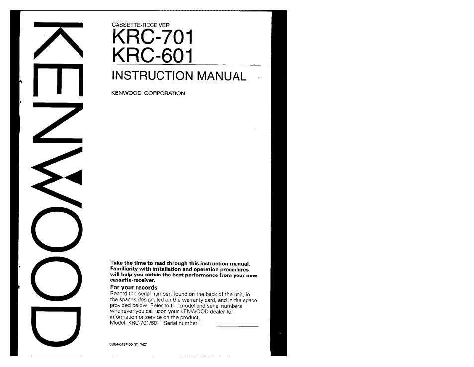 Kenwood KRC-601 User Manual | 48 pages