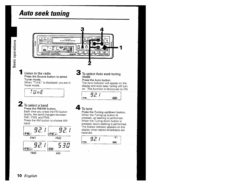 Auto seek tuning | Kenwood KRC-601 User Manual | Page 10 / 48